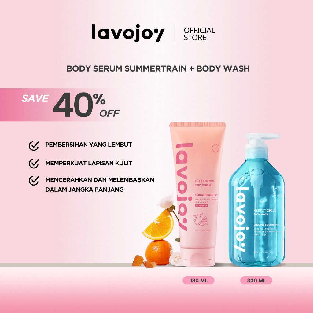 Lavojoy 2in1 Bundle Body Wash All Variants 300ml + Body Serum All Variants180ml | Sabun Mandi Cair Untuk Mencerahkan Dan Melembabkan Kulit | Body Serum Untuk Mencerahkan Dan Melembabkan Kulit