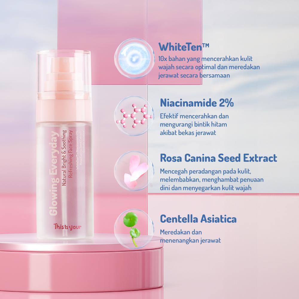 This Is Your Daily Glow Series | Glowing Everyday, Protecting Day Cream, LipCream Sunset Nude & Red Fun | Paket Skincare Daily Mengandung 2% Niacinamide, SPF 30 PA+++ | Membantu Mencerahkan dan sebagai Pelembab Wajah, Wajah Menjadi Fresh