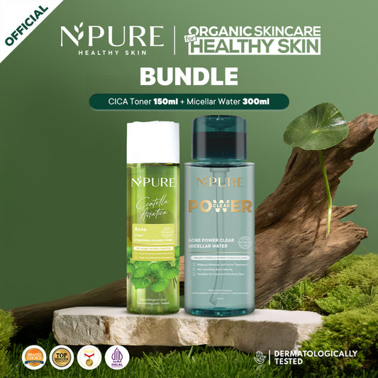 EXCLUSIVE CREATOR - SOOTHING SKIN SET - NPURE Cica Acne Toner 150Ml + NPURE Power Clear Micellar Water 300Ml & 100Ml / Set Skincare / Acne Toner / Micellar Water / Hydrating Toner