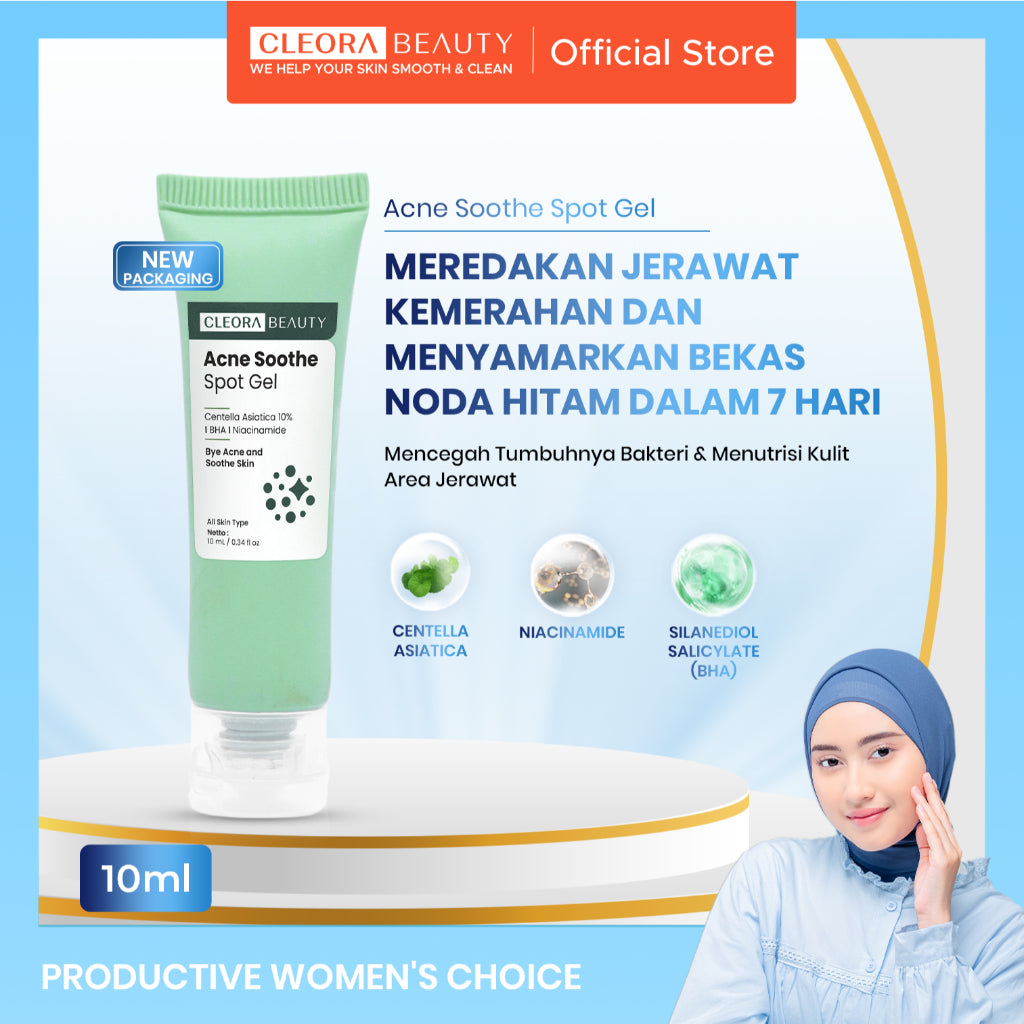 Cleora Brightening Acne Care Set Special 4in1 - Paket Skincare Wanita Pria Sabun Cuci Muka, Serum Eksfoliasi, Moisturizer Gel, Obat Totol Jerawat dan Bekasnya, Mencerahkan Wajah & Perbaiki Skin Barrier