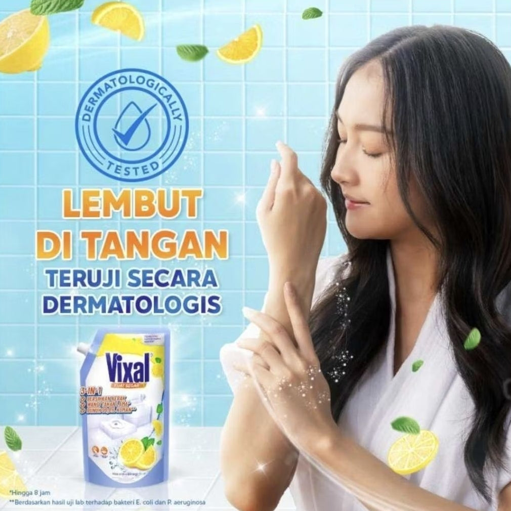 Vixal Kuat Segar Pembersih Kamar Mandi Lemon Refill 600 ml