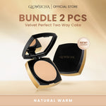Glowsicha - Velvet Perfect Two Way Cake - Bedak Padat Mencerahkan Menyamarkan Noda Tahan Lama Ringan Glowing Matte Finish Anti Minyak Halus Lembut Cerah Merata Bedak Kulit Berminyak Makeup Harian Compact Powder Foundation
