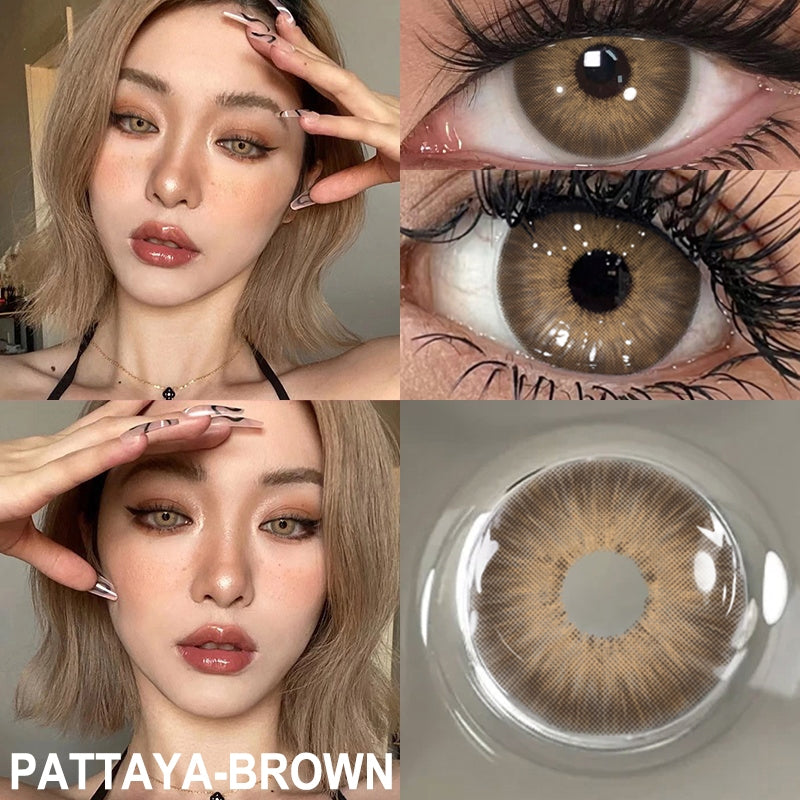 softlens minus: (0~-6.00) lensa kontak coklat muda super natural Yearly Use 14.2mm contact lenses