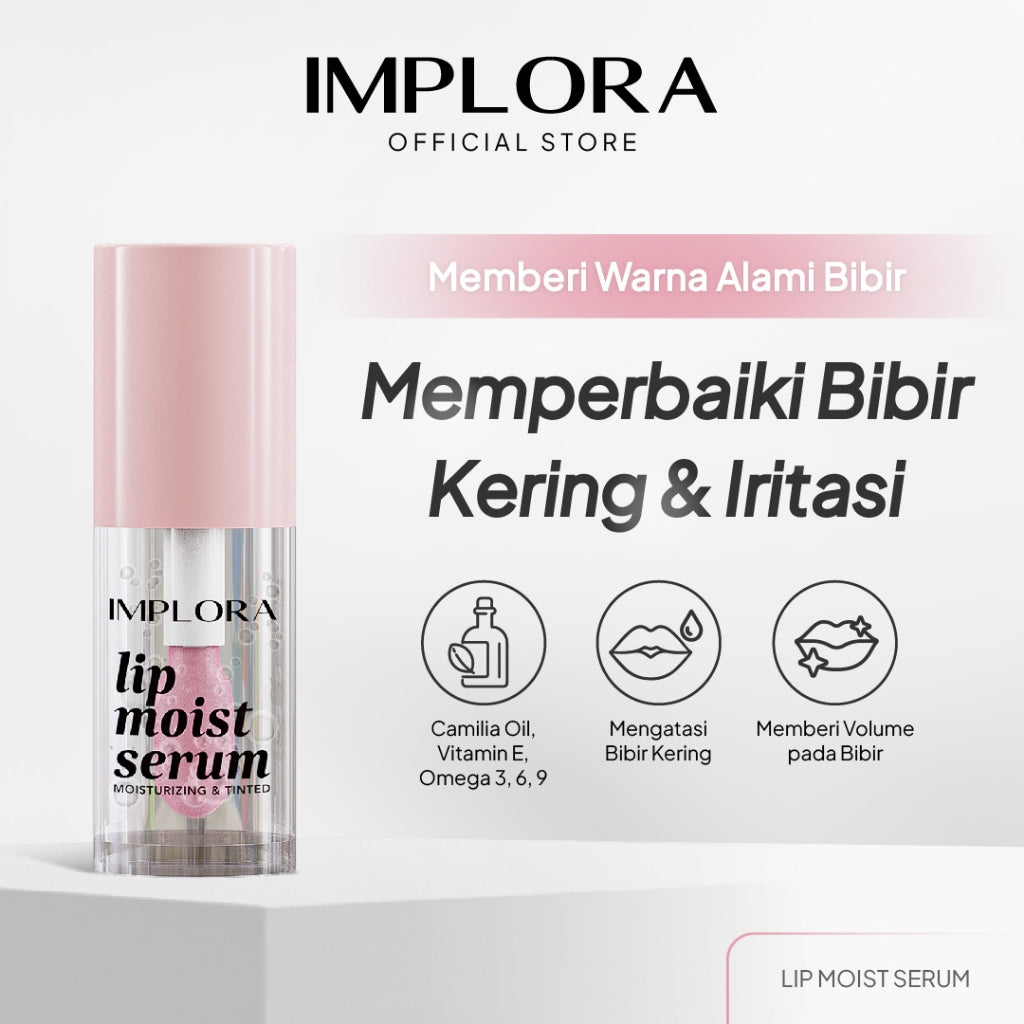Implora Lip Moist Serum | Serum bibir dengan perona | Mengandung vitamin untuk bibir kering