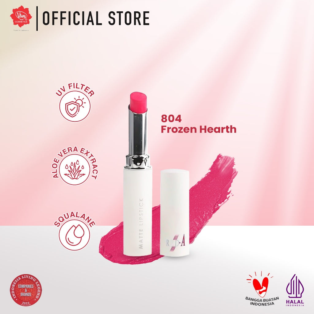 Red-A Matte Lipstick (with Vit E, UV FILTER & Aloe Vera Extract) - tersedia 6 warna: 801 - 806