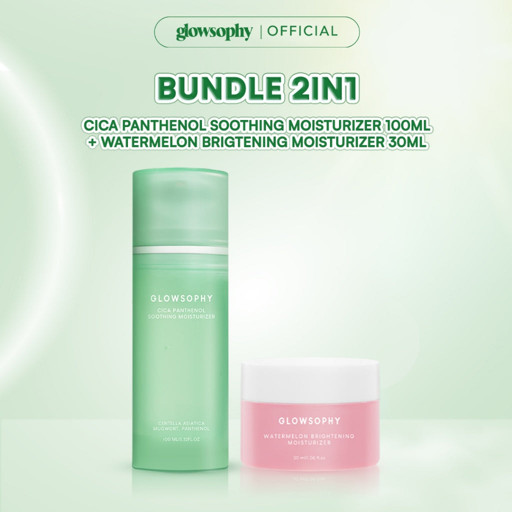 Glowsophy Bundle 2in1 Glowing Set Moisturizer 100ml + Moisturizer 30ml Pelembab Wajah Ringan Mencerahkan Kulit dan Meratakan Warna Kulit Paket Skincare Lengkap