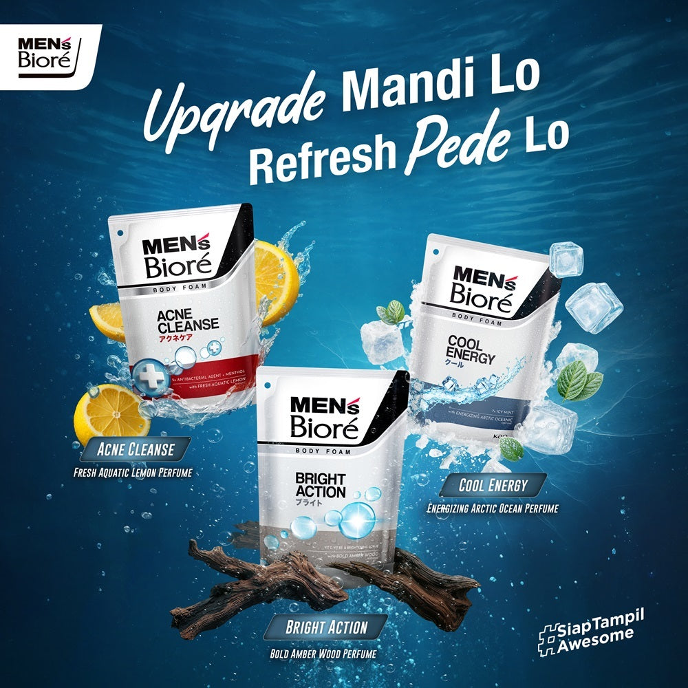 Men's Biore Body Foam Sabun Mandi Cair Pria Cool Energy 250 ml Botol