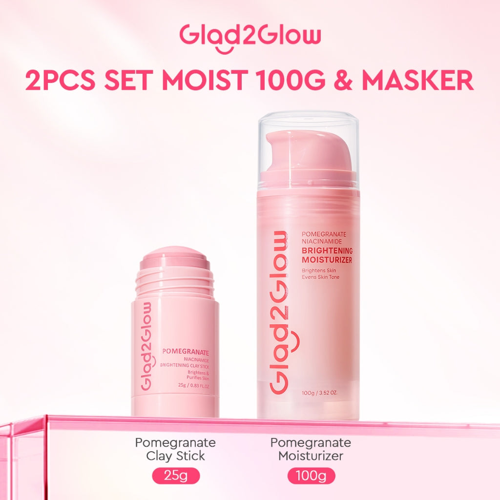 Glad2Glow Pomegranate Niacinamide Brightening Clay Stick Masker Glad2Glow Masker Wajah  Masker Brightening Masker Glowing Mud Masker Clay Masker Pencerah Wajah Masker Mencerahkan Clay Mask Brightening Clay Stik Pembersih Komedo Masker Stik Masker Muka