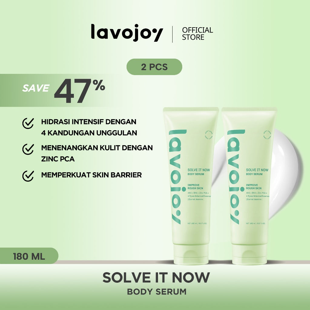 Lavojoy Solve It Now Body Serum | Body Lotion Untuk Melembabkan Kulit Sensitif,  Merawat Kulit Berjerawat, Menghaluskan Tekstur Kulit Kasar Dan Anti Jerawat | Mengandung Amino Acid, AHA, BHA Dan Zinc PCA