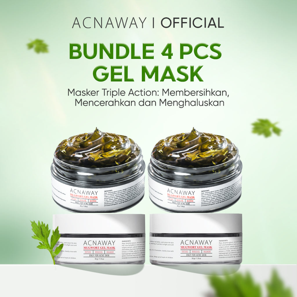 ACNAWAY 2PCS Advanced Mugwort Gel Mask – Face Mask Gel Masker Wajah untuk Kulit Berjerawat | Mencerahkan, Menghaluskan & Membersihkan Pori | Anti Kusam, Komedo & Minyak | Acne Skincare Brightening & Pore Care Masker Komedo Sleeping Mask Masker