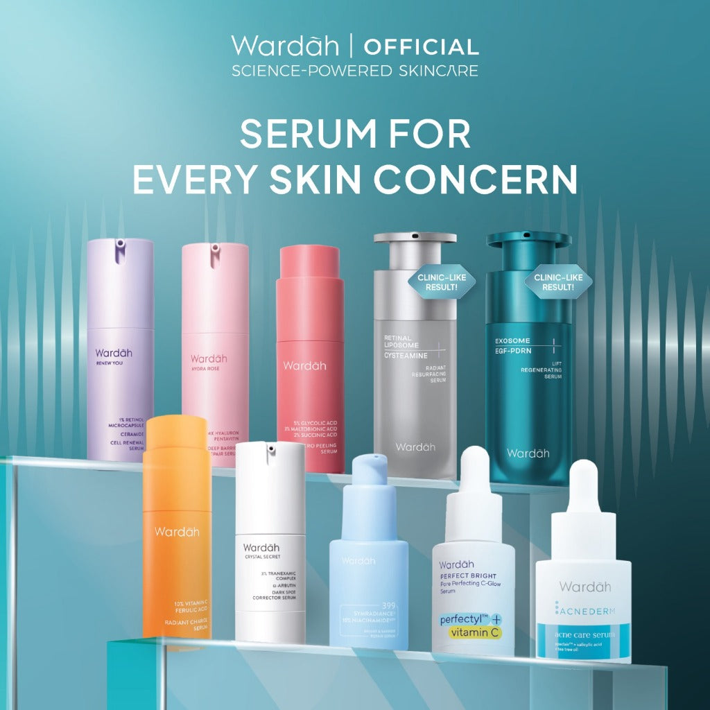 WARDAH Serum Complete Series For Every Skin Concern - Exosome PDRN Serum Tosca, Retinal Serum Silver, Acnederm, C-Defense, Lightening, Crystal Secret, Renew You, Hydra Rose, Symradiance 399, Perfectyl Perfect Bright, Peeling Exfoliating Serum - Skincare