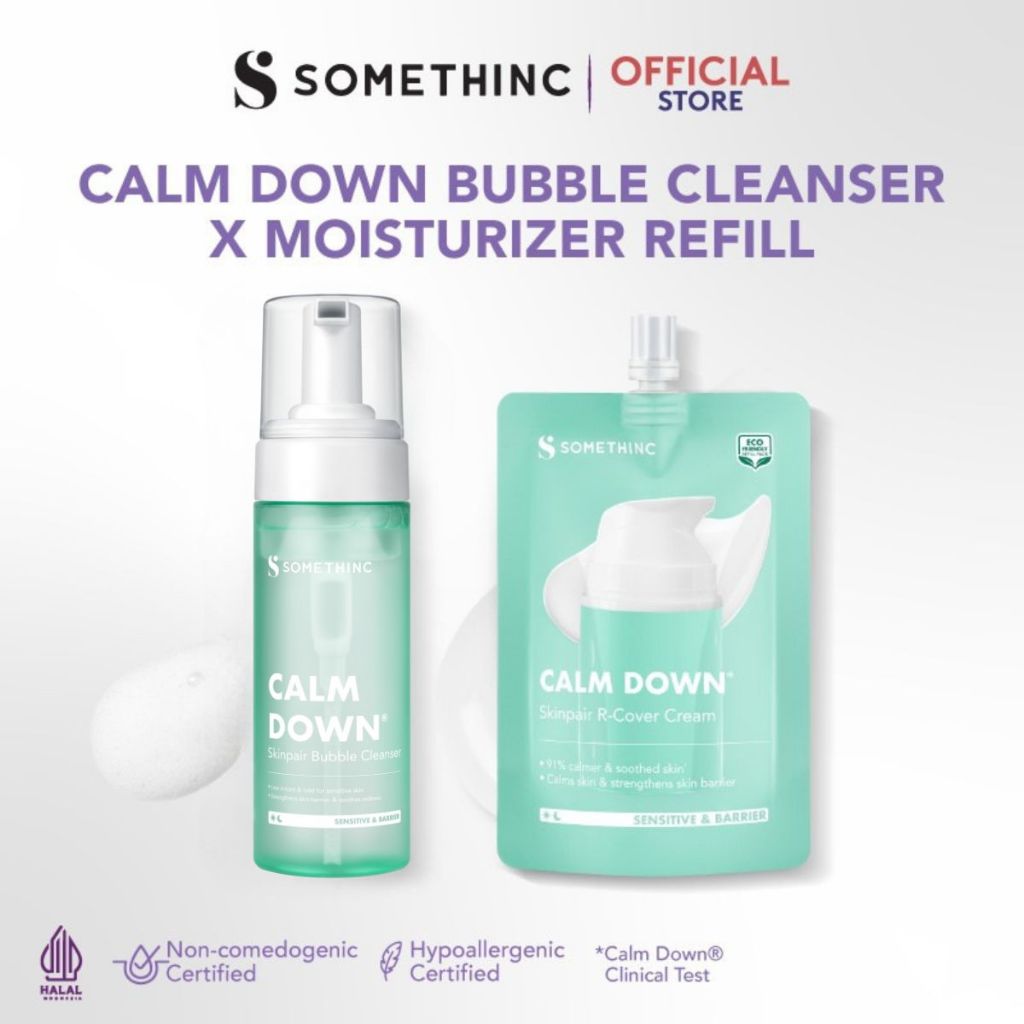 SOMETHINC [2 PCS] Paket Calm Down Series Skinpair Bubble Cleanser | Sabun Cuci Muka untuk Kulit Sensitif & Iritasi. Meredakan Kemerahan, Memperkuat Skin Barrier, Facial Wash untuk semua tipe kulit