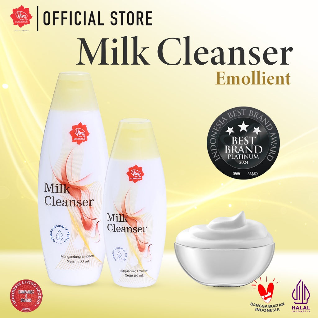 [PROMO] Paket_Double_Cleansing_Emollient - Viva Milk Cleanser & Face Tonic Emollient (100 ml & 200 ml)