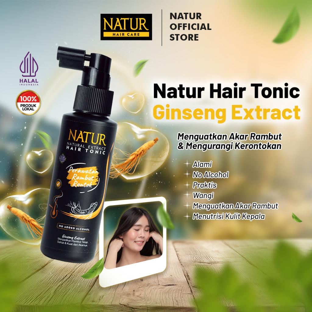 Natur Hair Tonic Ginseng 90 ml - Tonik Rambut Rontok / Anti Hair Fall / Menguatkan Akar Rambut