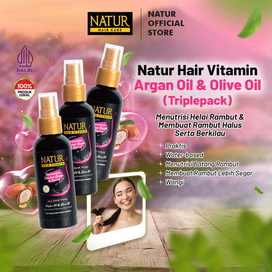 Triple Natur Hair Vitamin Argan Oil 80 ml - Paket Vitamin Rambut Melembabkan 3pcs