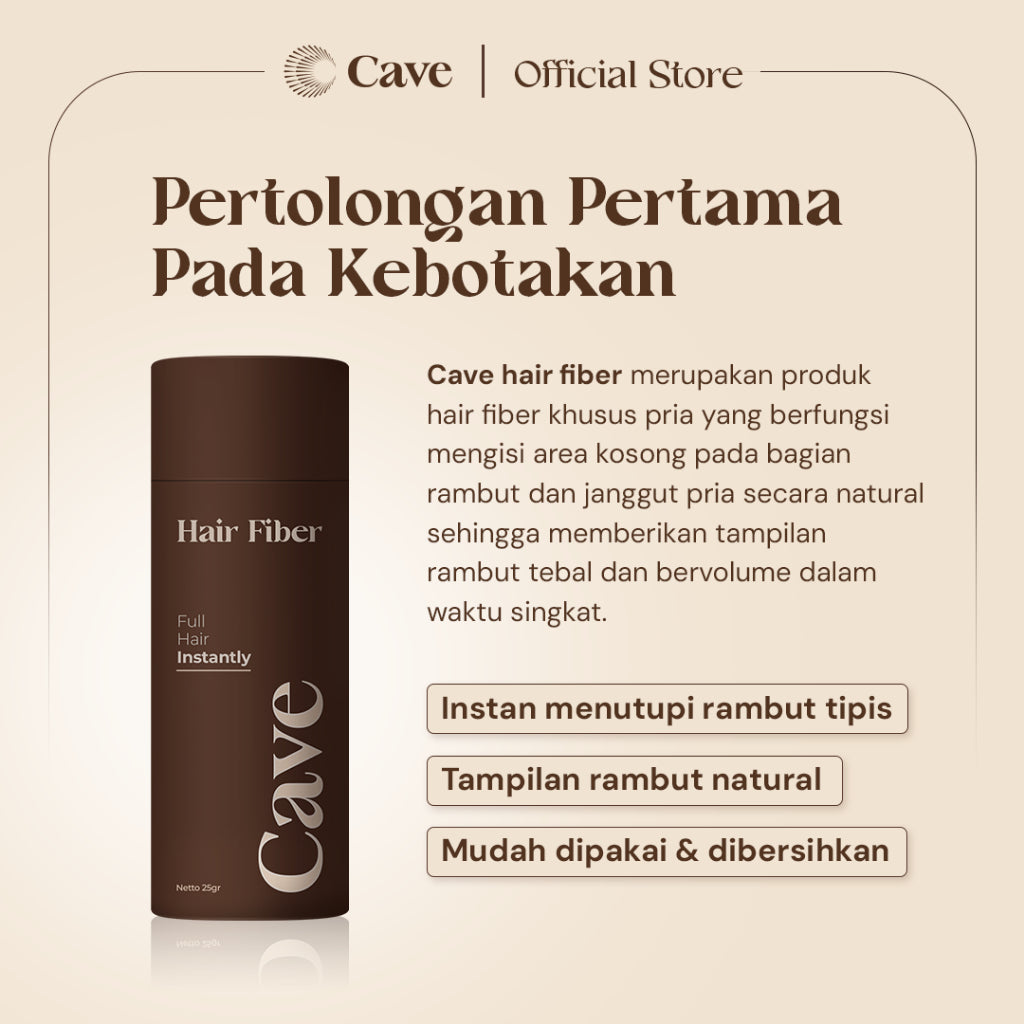 Cave Paket Hair Fiber 25 Gram & Fiber Holding Spray - Serbuk Penebal dan Pelebat Rambut Tipis Instan Penutup Kebotakan Tahan Lama