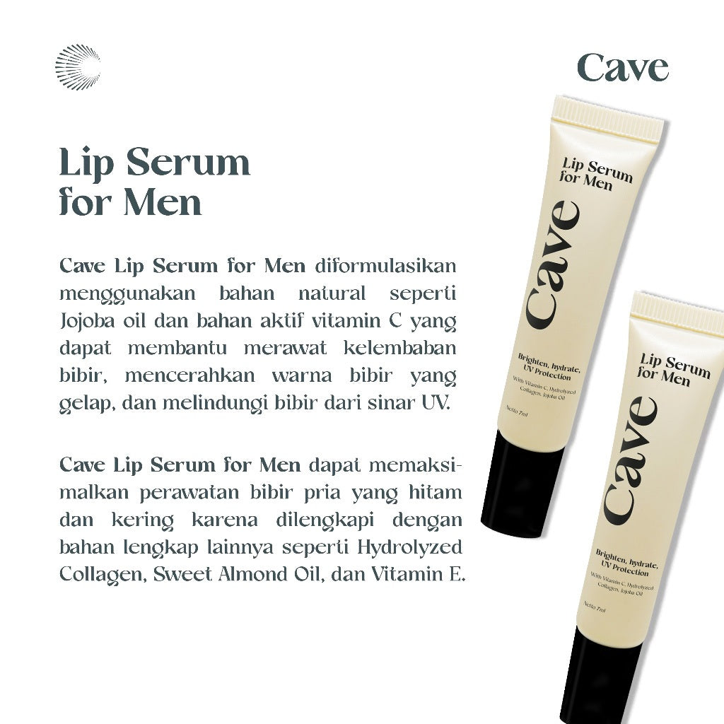 Cave Lip Serum For Men 7ml -  Perawatan Pelembab Bibir Pria Membantu Mencerahkan dan Melindungi dari Sinar UV Matahari