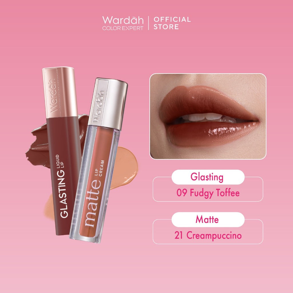 [OMBRE COVER BIBIR GELAP] WARDAH Ombre Glasting Liquid Lip + Matte Lip Cream -Lip-Stain-Lipgloss-Lipstik-Lip Matte-Lipcream-Lip Cream- Glossy Longlasting Waterproof Tahan Lama - Glaze Lip - Makeup - Liptin Anak Sekolah