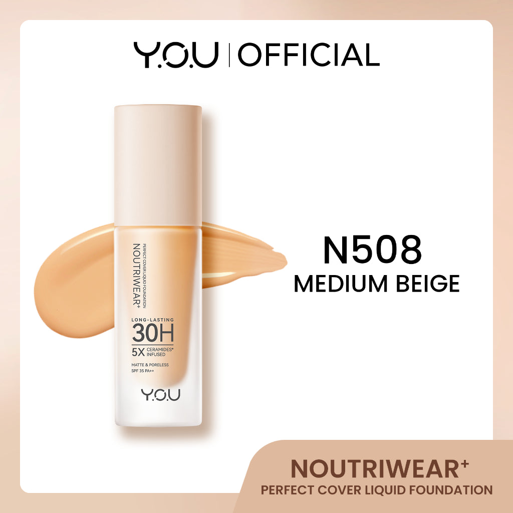 [NEW UPGRADE] YOU NoutriWear+ Perfect Cover Liquid Velvet Liquid Foundation Foundation Dengan Sunscreen High Coverage SPF 35 Velvet Matte Finish