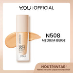 [NEW UPGRADE] YOU NoutriWear+ Perfect Cover Liquid Velvet Liquid Foundation Foundation Dengan Sunscreen High Coverage SPF 35 Velvet Matte Finish