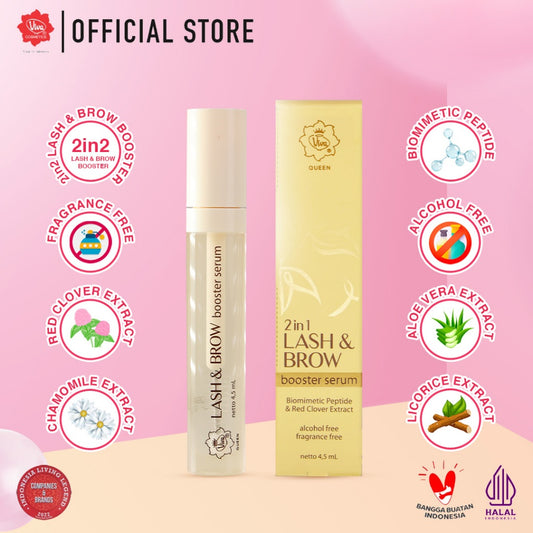 Viva Queen Lash & Brow Booster Serum (Serum Bulu Mata & Alis) with Biomimetic Peptide, Red Clover Extract, NO ALCOHOL & NO FRAGRANCE - 4.5ml