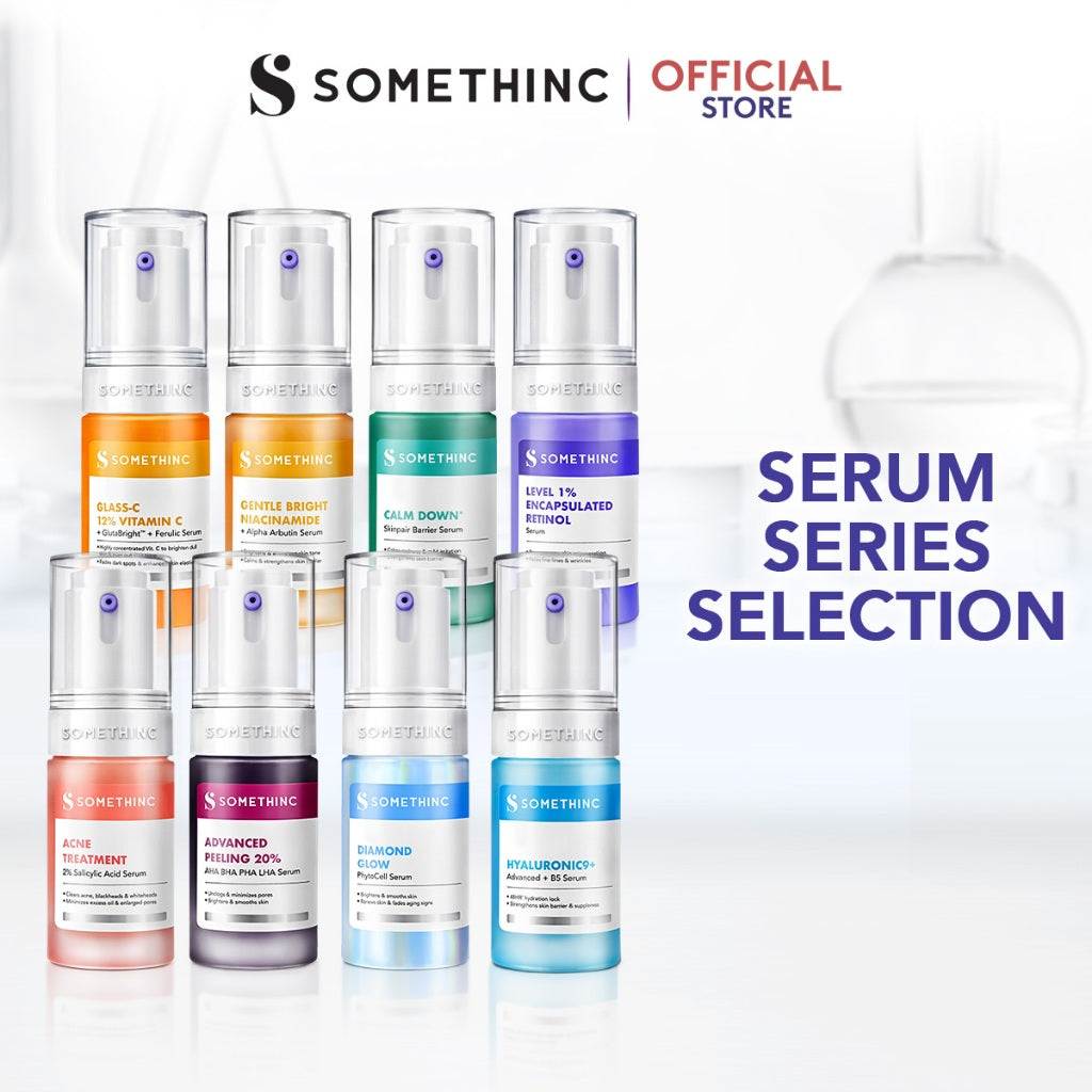 SOMETHINC - Serum Series | Glass-C 12% Vitamin C+ | Gentle Bright Niacinamide | Advanced Peeling 20% AHA BHA | Level 1% Retinol | Calm Down Skinpair Barrier | Diamond Glow Phyto | Hyaluronic9+ Advanced | wajah cerah no dark Spot Age Spot Freckles Glowing
