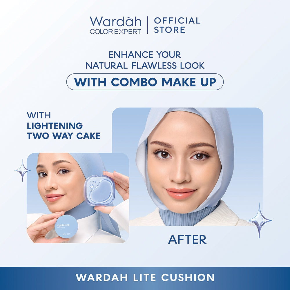 NEW LAUNCH! Wardah Lite Skin Filter Cushion 11 g - Wardah Skin Filter Cushion - Make Up Ringan Tahan 8 Jam - Flawless Coverage Powder Foundation Glad Setting BB Cream Soft Satin and Glow | Lightening | Light Plus | Light + | Lightplus Makeup