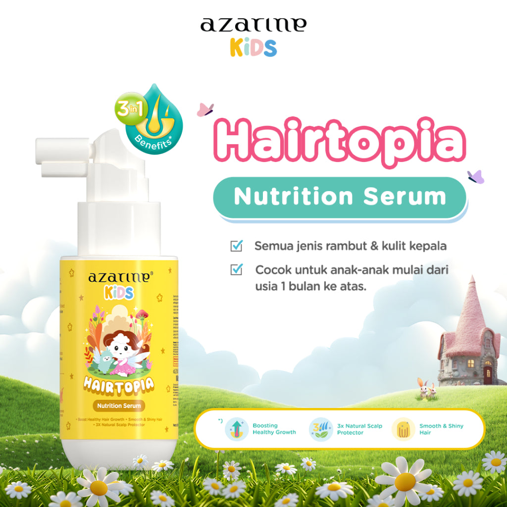 Azarine Kids Hairtopia Nutrition Serum 100ml with 3in1 Benefits Serum Penumbuh Rambut Bayi & Anak PARABEN FREE Tidak Perih di Mata