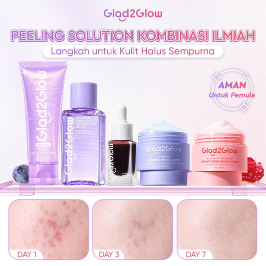 [Set Eksfoliasi]Glad2Glow Kulit Halus Bundle all in 1 - 2/3/4/5 PCS eksfoliasi wajah Skincare Set-Pulihkan/Cerah Krim+Peeling Solution+ Cleanser+Eksfoliasi Toner-peeling whitening Moisturizer facial wash Pelembab G2G glad2glow official store
