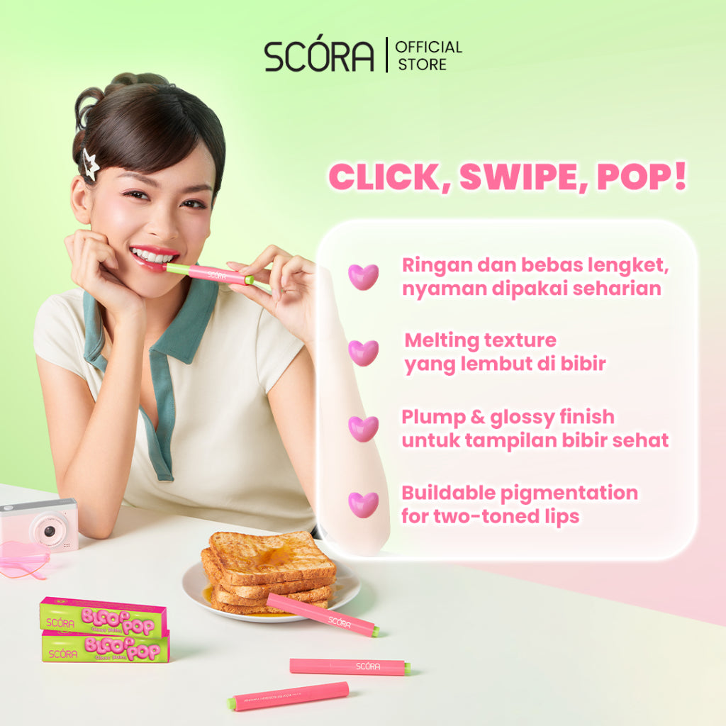 [BUNDLE SET] SCORA Bloop Pop Gloss Balm 2 gr + SCORA Bright Me Up Sunscreen 40 Gr + SCORA Sheer Glow Tone Up Cream 30 ml + SCORA Moisturizer 40ml