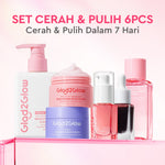 Glad2Glow Cerah&Pulihkan Bundle all in 1 7in1 Glowing skincare Brightening Set-Pulihkan/Cerah Krim+Cerah/kulit halus Serum+Pulihkan cleanser+Cerah Toner whitening Moisturizer facial wash Pelembab skincare 1 set lengkap G2G glad2glow official store