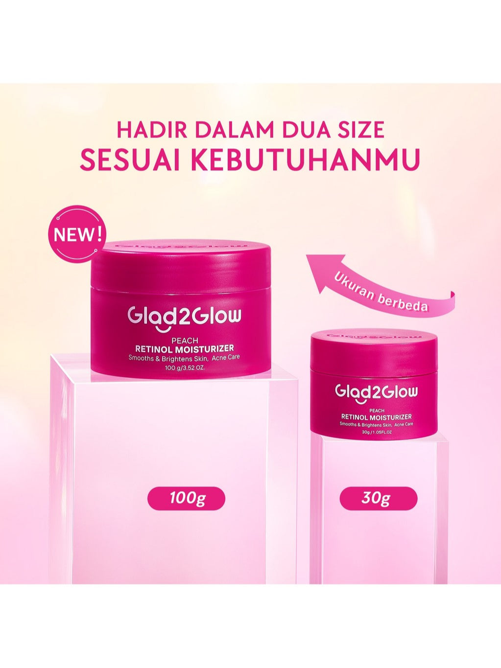 [Isi Besar Hemat]Glad2Glow Moisturizer Series100G Water Gel Niacinamide Brightening Retinol CentellaMencerahkan Pemutih Kulit Pelembab Bercahaya Krim Siang dan Malam Perawatan Kulit Ekstrak Delima Asam Lemak Asam Delima Wajah G2glow official store