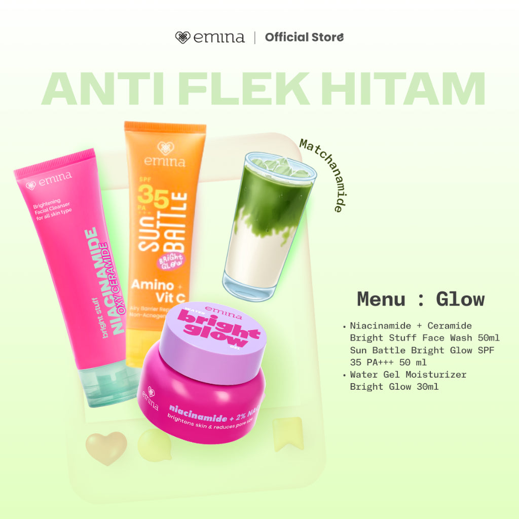 Emina Skin Diner Package 3pcs - Paket Skincare Moisturizer Serum Face Wash Sunscreen Pigmentation Brown Spots Pore Size Acne Collagen Boost