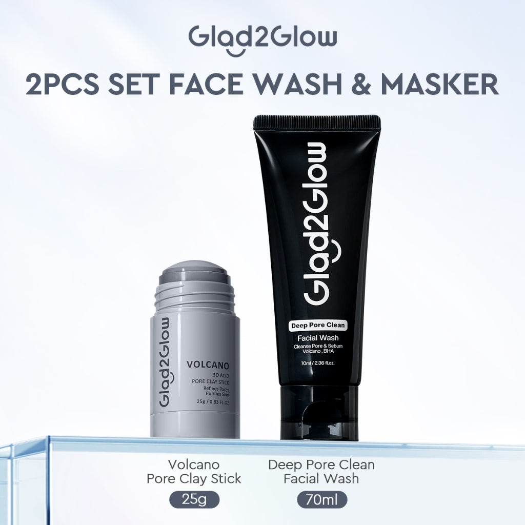 Glad2Glow Volcano 3D Acid Pore Clay Stick Masker Wajah Clay Masker Stik Deep Cleansing Pori Pori Masker Komedo Dan Pori Pori Wajah Pembersih Komedo clay Masker Masker Organik Masker Jerawat Sheetmask Masker Glad2Glow Clay Mask Masker G2Glow Official Store