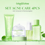 Glad2Glow Acne Jerawat Bundle 4pcs paket Centella madeca cream-Moisturizer+Serum+Cleanser+Toner Skincare Centella Masker Menghilangkan Menenangkan kemerahan pada kulit Atur Minyak BerlebihMerawat Kulit g2glow official store acnaway