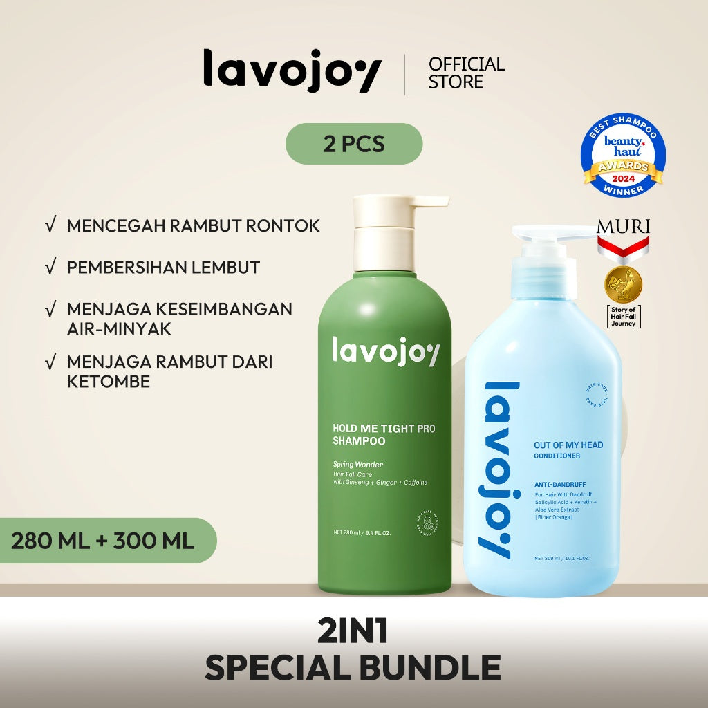 [2IN1 BUNDLE] Lavojoy Hold Me Tight Pro Shampoo + Conditioner Series | Perawatan Rambut Rontok| Rambut Lepek | Anti Ketombe | Lembut Bervolume | Rambut Halus | Mengurangi Rambut Berminyak | Menutrisi Rambut | Mengurangi Gatal Kulit Kepala