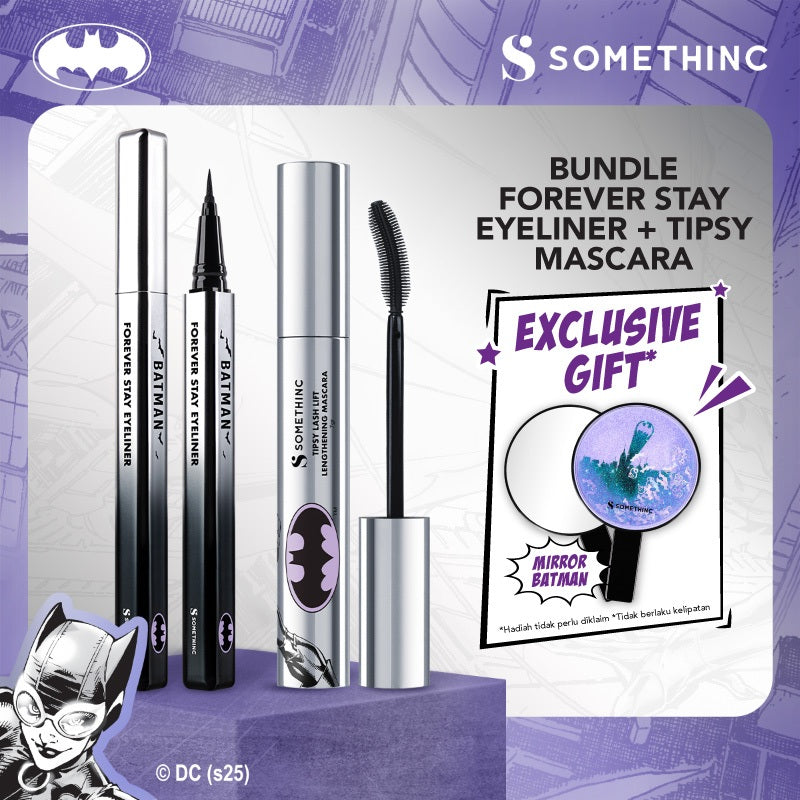 [GRATIS HADIAH] SOMETHINC Best Bundle Batman Edition (Tipsy Mascara, Ceraplump Tinted Lip Balm, Eyeliner, Sunscreen, Low pH Cleanser)| Mascara Keratin Lash Lift, Memberikan Bulu Mata Efek Lebih Panjang & Lentik Dalam Hitungan Detik