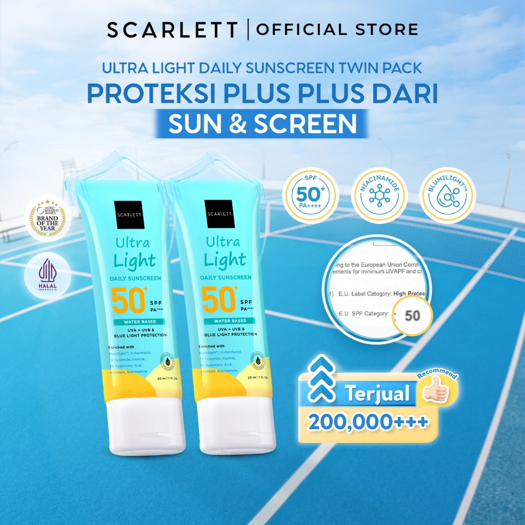 [Oily Skin Friendly] Ultra Light Daily Sunscreen SPF 50+ PA++++ [Water Based] Meresap 20an Detik (Super Ringan) dengan 7X Ceramide 9X Hyaluronic Acid & No Whitecast [Lolos Uji Invivo Invitro]