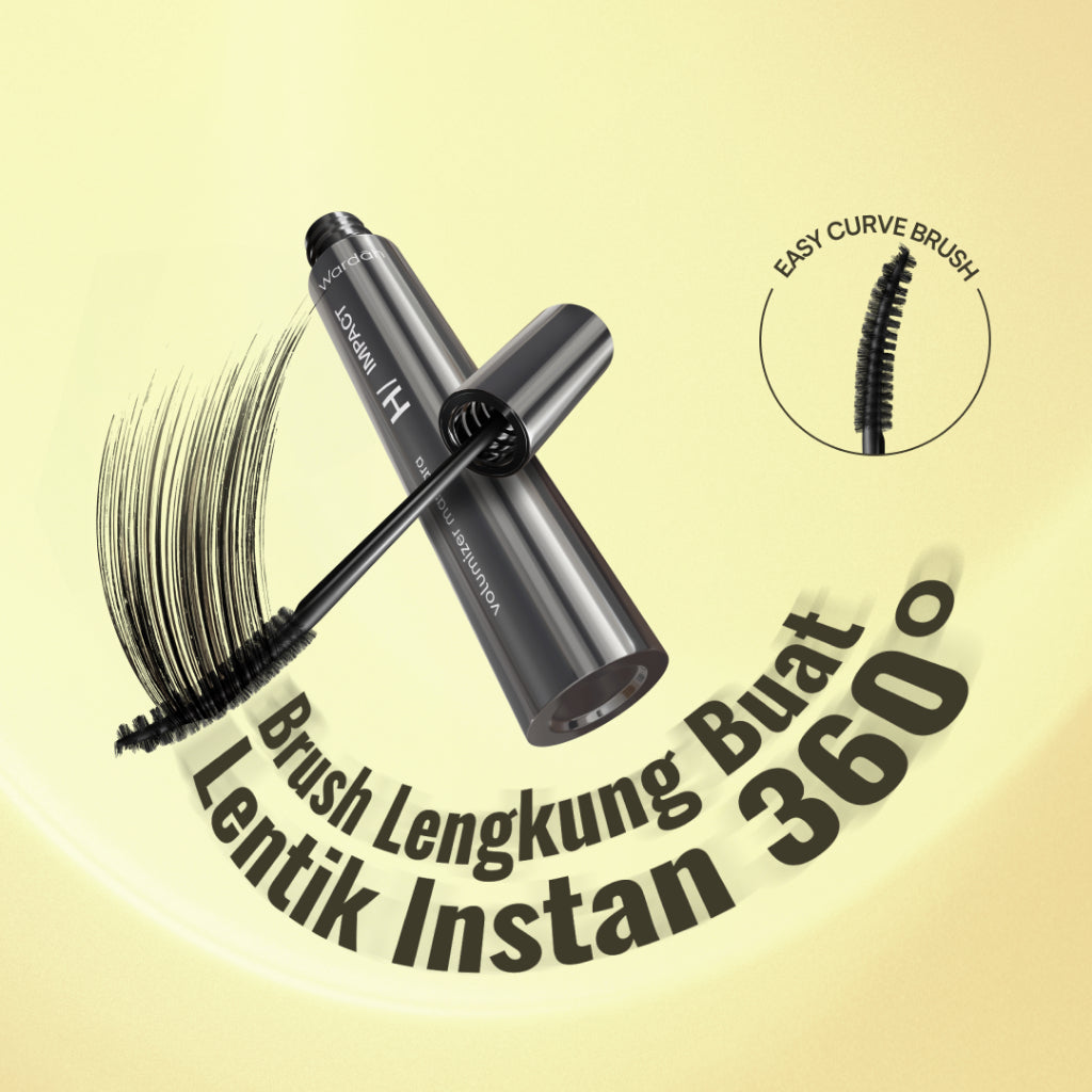 [MASCARA SASHFIR] NEW! WARDAH Hi-Impact Volumizer Mascara 13X Volume & Curl Effect - Mascara Waterproof - Maskara Jigrak - No Fake Lashes - Bulu Mata Lentik Panjang Tebal Tahan Lama - 24 Jam Longlasting, Smudgeproof, No Clumpy - Eye Makeup