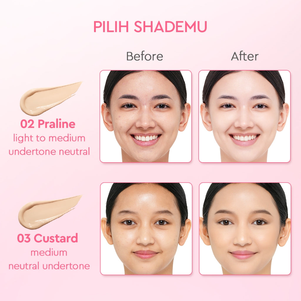 [ORDER NOW, HEMAT 35K]Glad2Glow Perfect Blurring Powder Foundation&Perfect Cover Cushion foundation  Setting waterproof Concealer Oil-Control matte Sweatproof Finish Poreless Highlighting Contouring Refill two way cake BB CC makeup g2glow official store