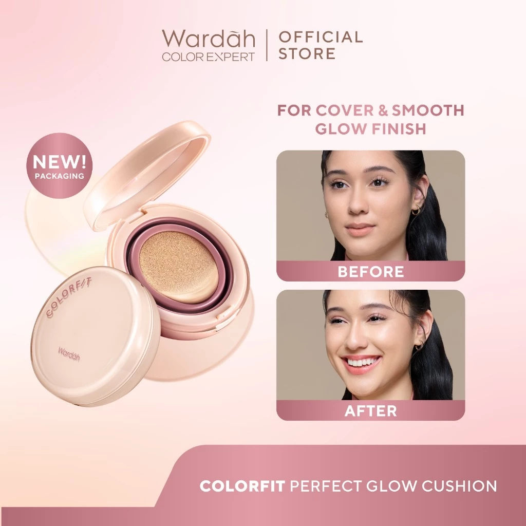 Wardah Colorfit Perfect Glow Cushion 15 g | Medium-High Coverage Hingga 12 Jam | Dengan SPF 40 PA