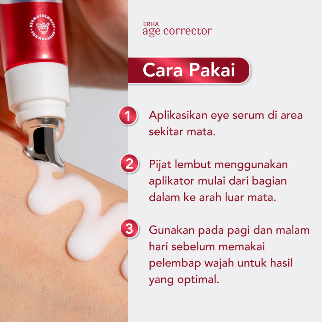 ERHA Age Corrector Peptides & Antioxidants Eye Serum 15g - Serum Mata Anti Aging | Mencerahkan Mata Panda | Menyamarkan Garis Halus Keriput Kantong Mata | Mata Kencang Cerah
