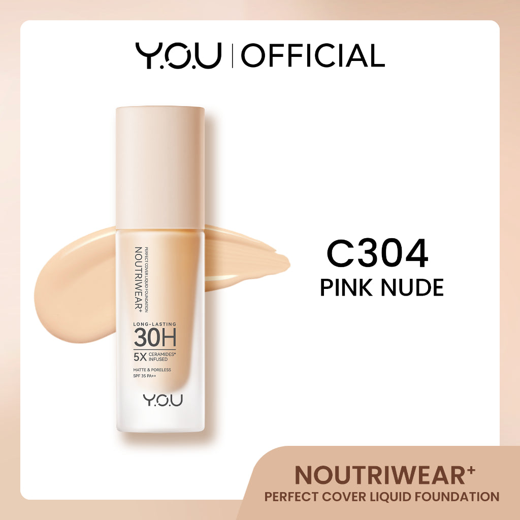 [NEW UPGRADE] YOU NoutriWear+ Perfect Cover Liquid Velvet Liquid Foundation Foundation Dengan Sunscreen High Coverage SPF 35 Velvet Matte Finish