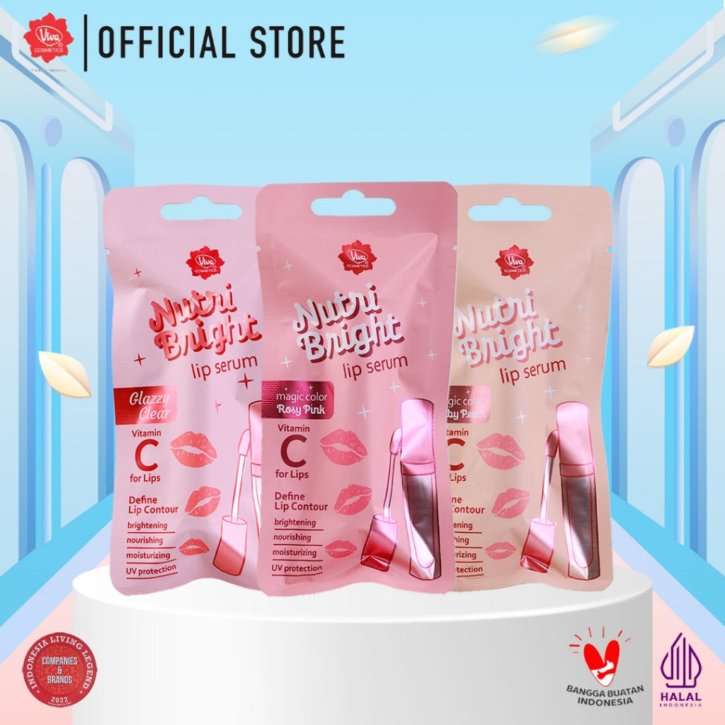 Viva Nutri Bright Lip Serum (BRIGHTENING, NOURISHING, MOISTURIZING, UV PROTECTION) with AVOCADO OIL, VITAMIN C & E - Tersedia 3 Pilihan Warna