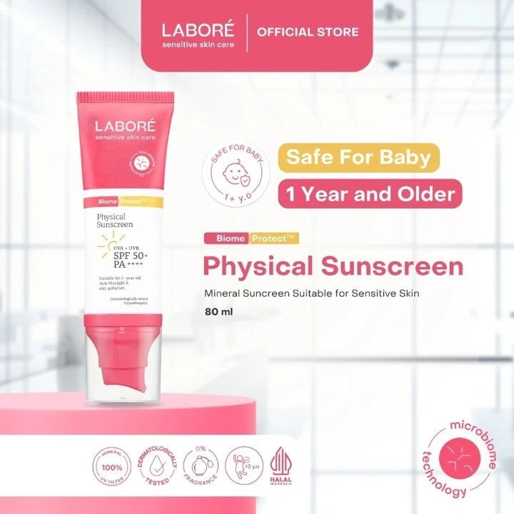 [TWINPACK] LABORÉ Sensitive Skin Care BiomeProtect Physical Sunscreen SPF 50+ PA++++ 80 ml 2 pcs- Mineral Sunscreen Wajah Non-Comedogenic untuk Perlindungan dari Sinar UVA dan UVB