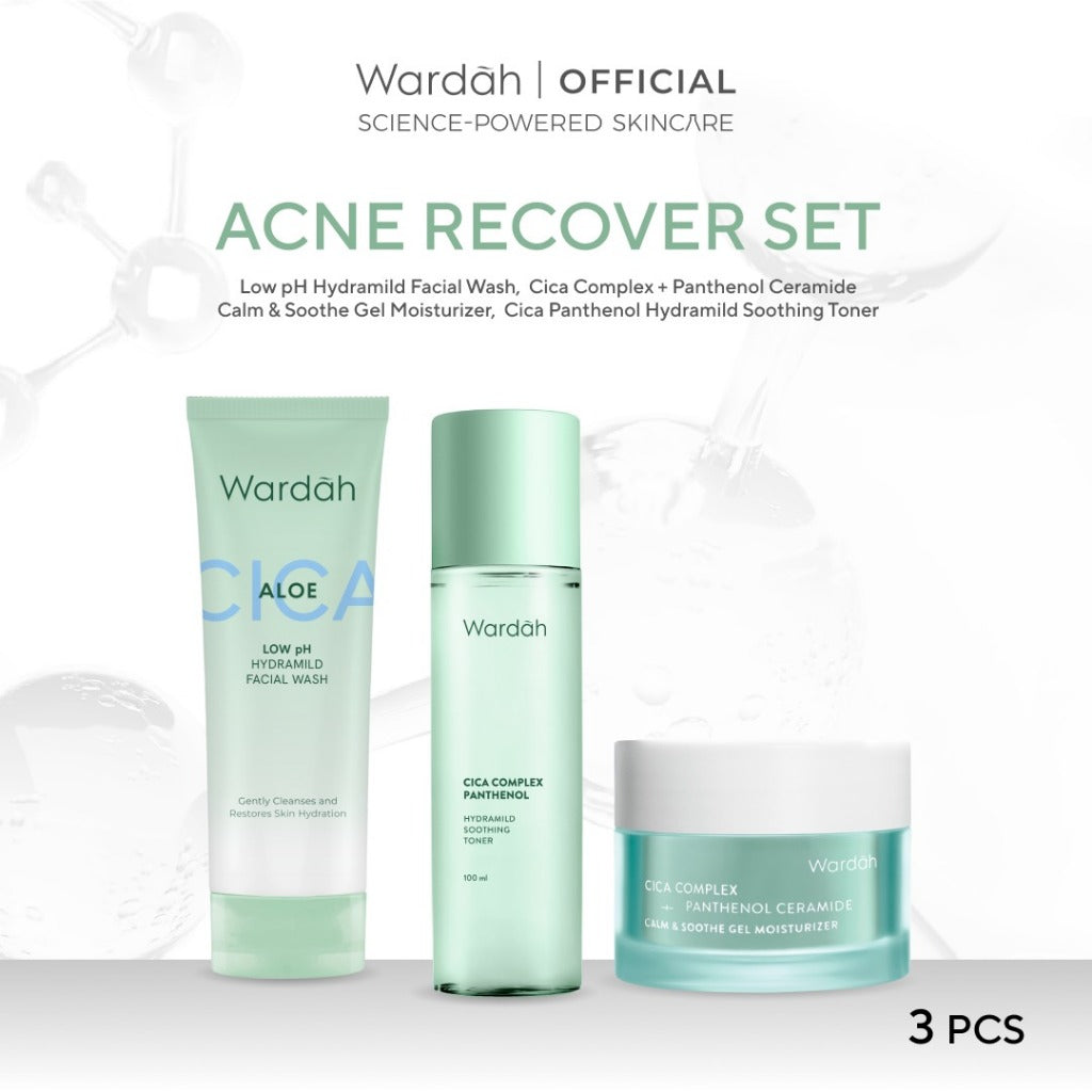 WARDAH Paket 3 Pcs [Gel Moisturizer, Face Wash, dan Serum/Toner] - Bright Radiant, Bright Glowing, Calm Acne, Hydrated Plump, Nature Daily, Renew You, Lightening, Nature Daily Cica Aloe - Skincare