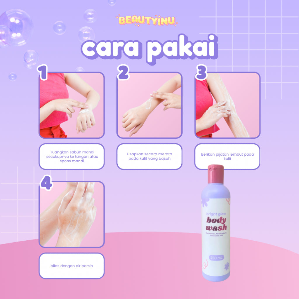 Beautyinu Bright Glow Body Wash 250ml Membersihkan Tubuh - Mencerahkan Kulit Kusam & Melembabkan Kulit
