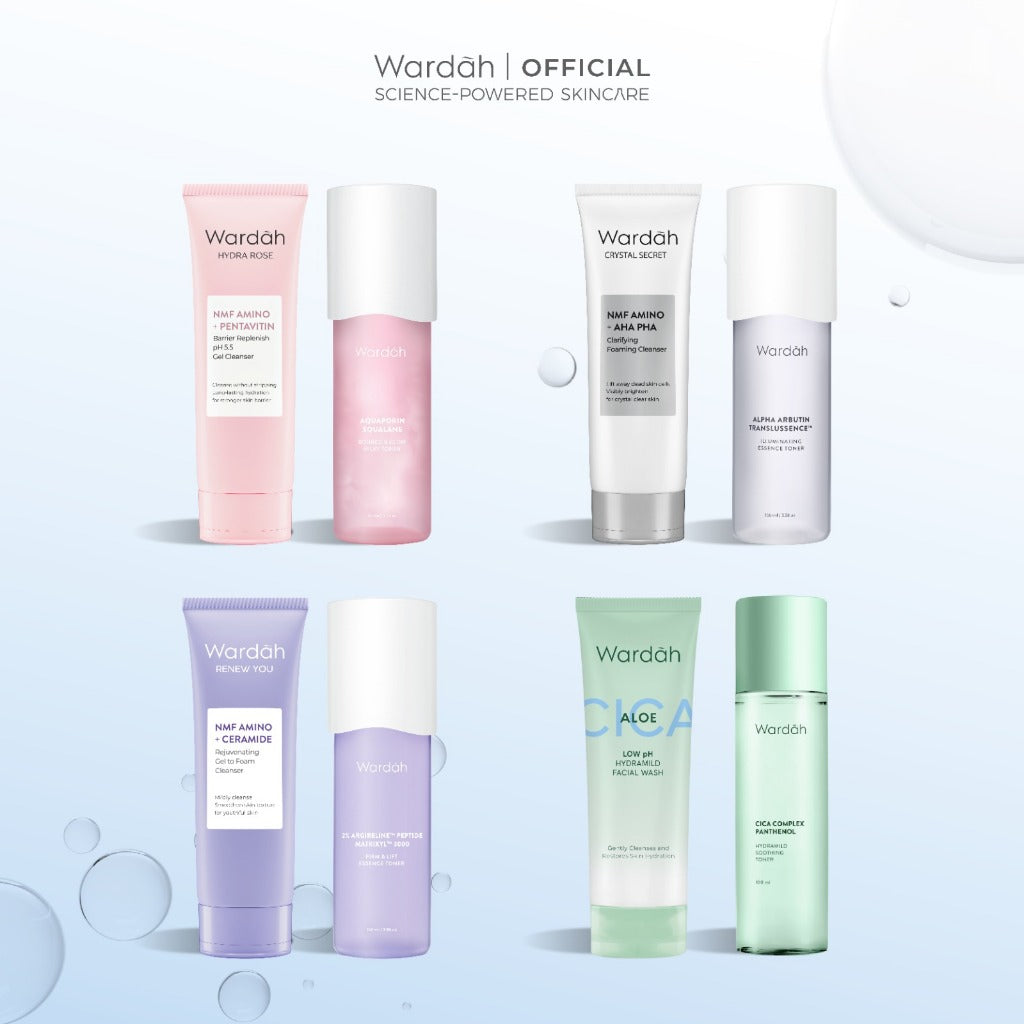 NEW! WARDAH BEST COMBO HEMAT Paket Toner dan Face Wash Low pH FREE Sheetmask - Eksfoliasi, Hidrasi, dan Melembabkan Kulit - Skincare