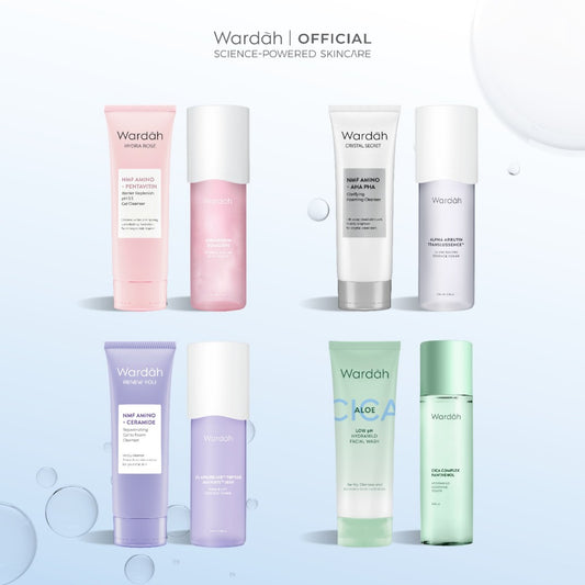 NEW! WARDAH BEST COMBO HEMAT Paket Toner dan Face Wash Low pH FREE Sheetmask - Eksfoliasi, Hidrasi, dan Melembabkan Kulit - Skincare