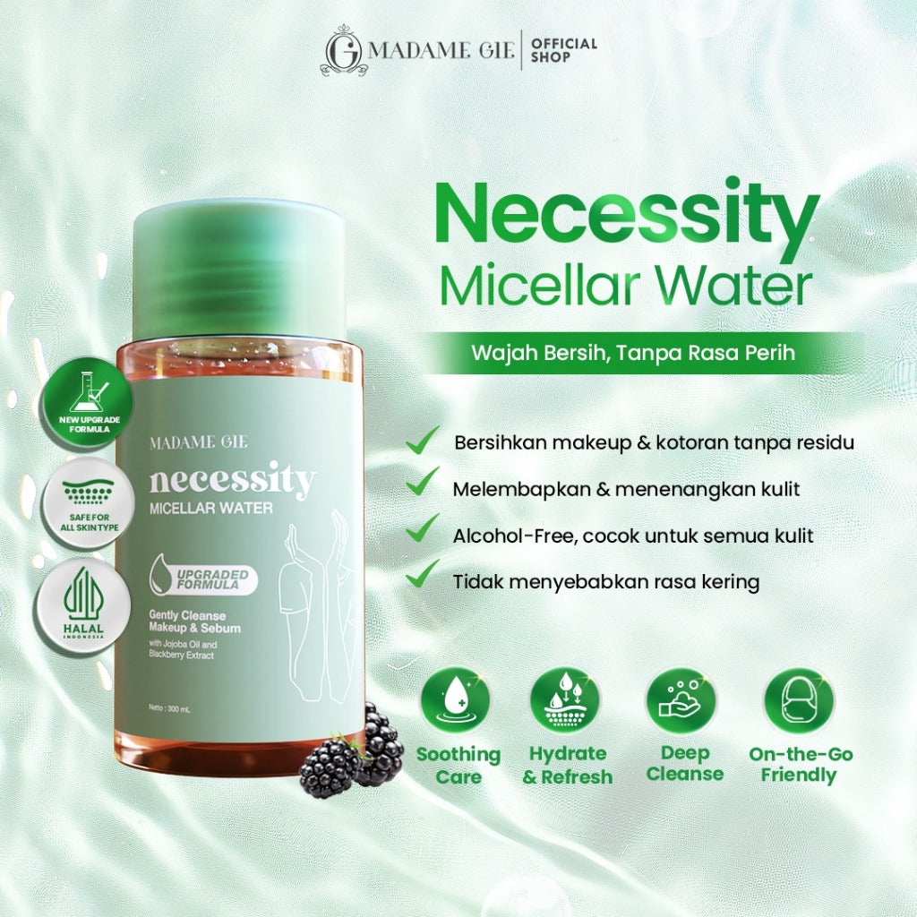 Madame Gie Nescessity Gentle Wash Micellar Water 01 100ml – Pembersih Wajah Makeup Remover Travel Size & All Skin